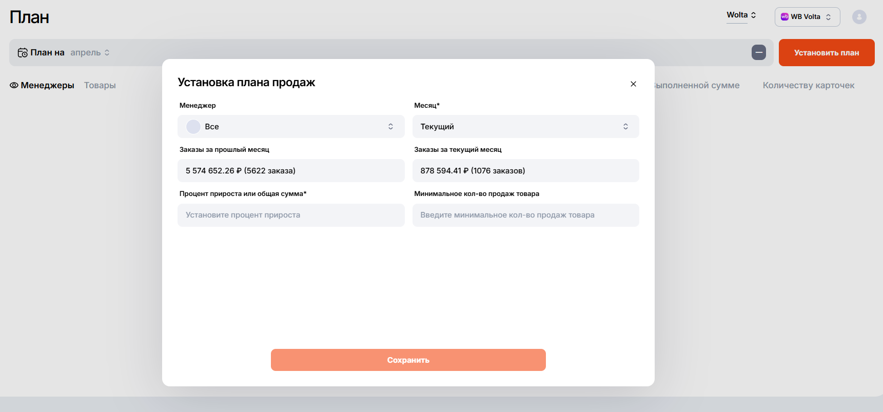 Планы продаж